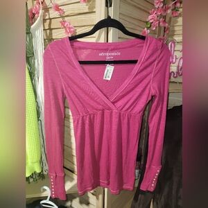 Aeropostale Pink V-Neck Blouse